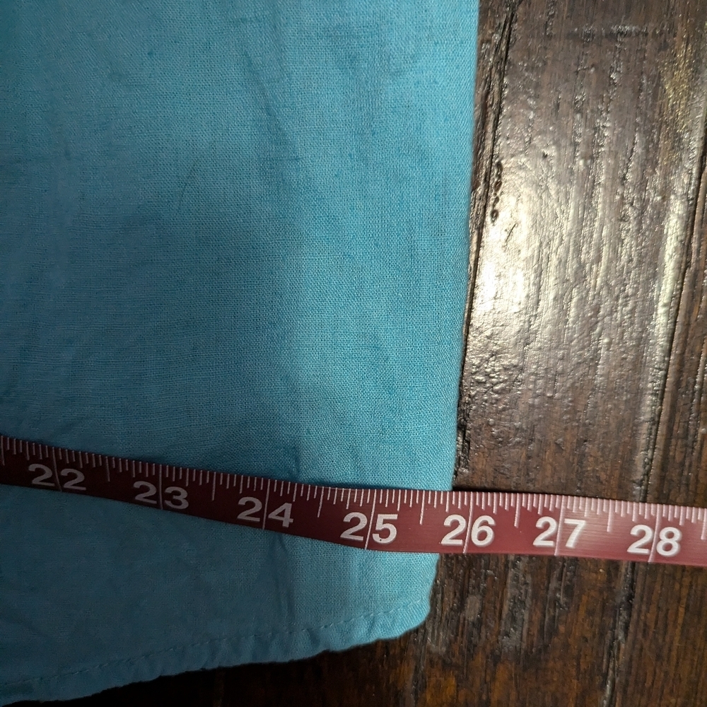 Candace Cameron Bure Turquoise Button Down Long Sleeve Textured Shirt - Picture 5 of 6